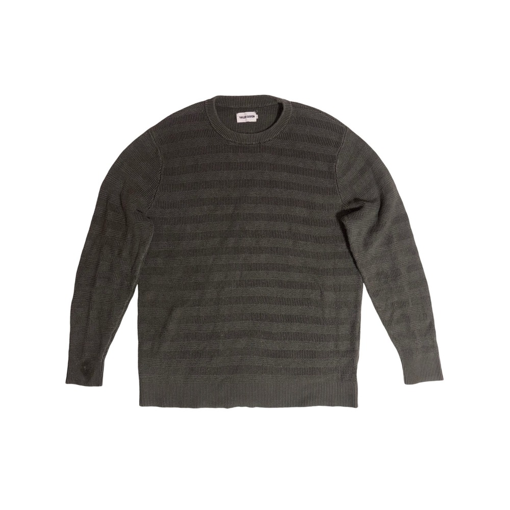 TAYLOR STITCH‎ Hugo Crewneck Sweater Mens 44 L Green Mixed Stitch Cotton